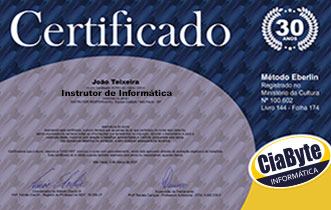 Certificado do Curso de instrutor de Informática Online