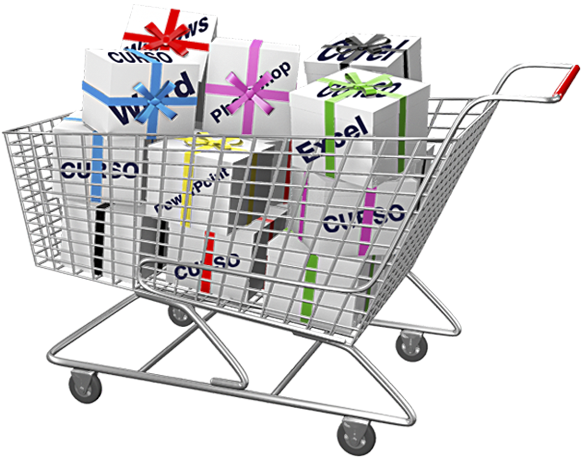 carrinho de mercado indicando a compra de cursos online